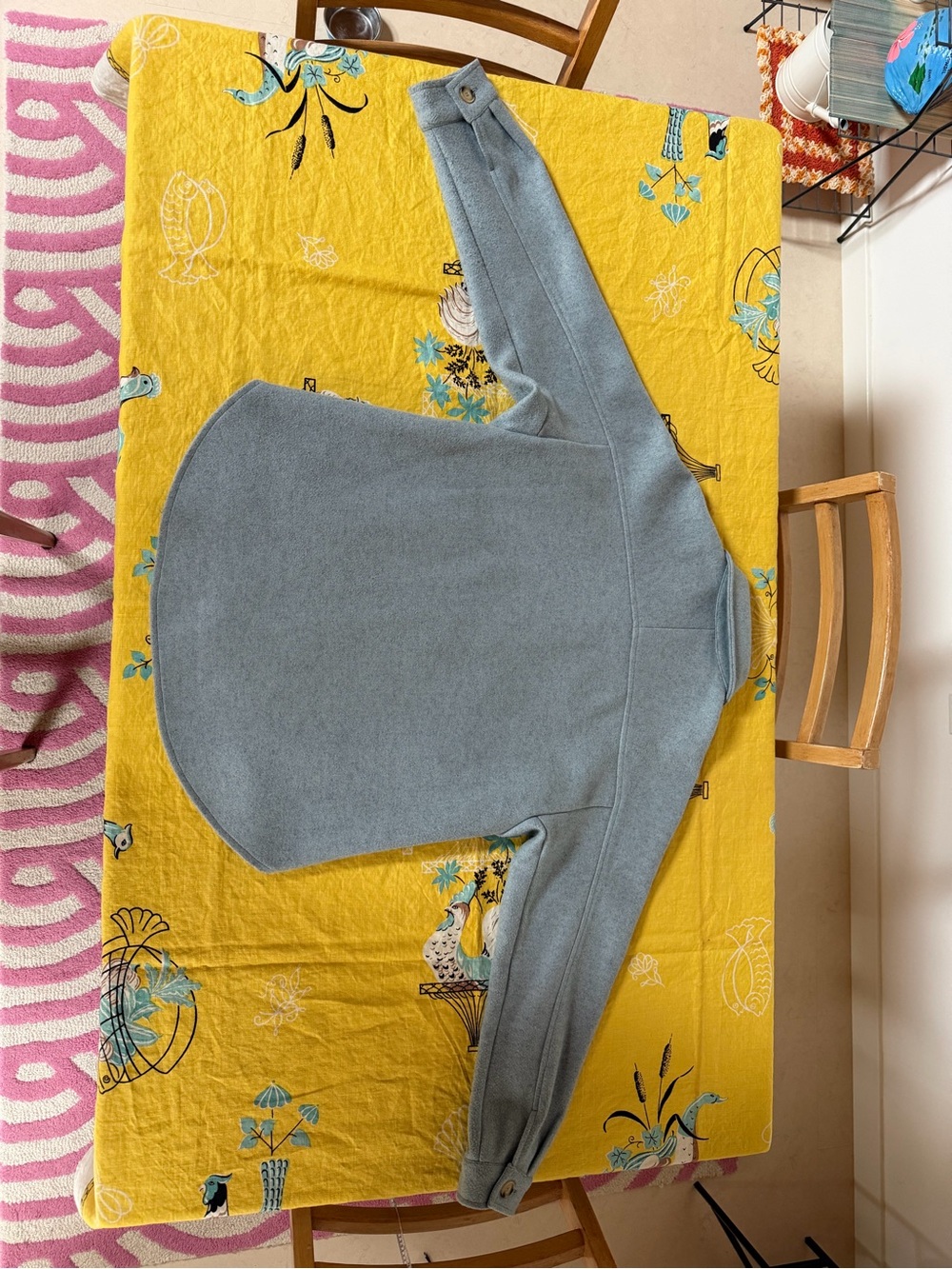 Light Blue Button-Front Wool Jacket - Picture 14 of 16